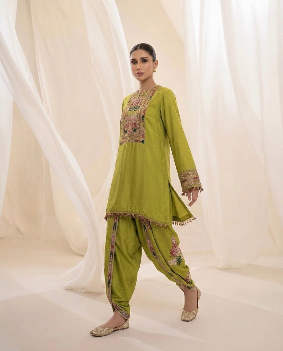 Oh my Parrot | Printed Coord Set with Dhoti Pants