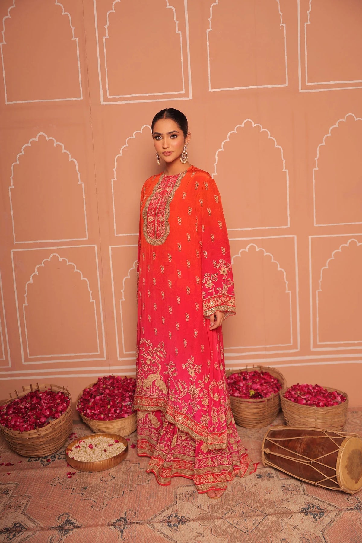 Orange forest - Anarkali with plazzo pants
