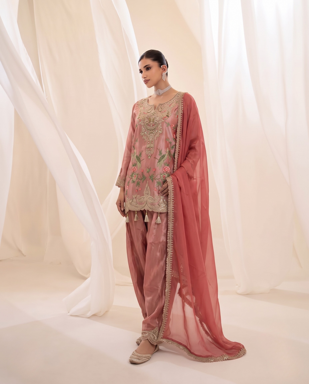 Mughal Princess Peachy Pink | Suit Set