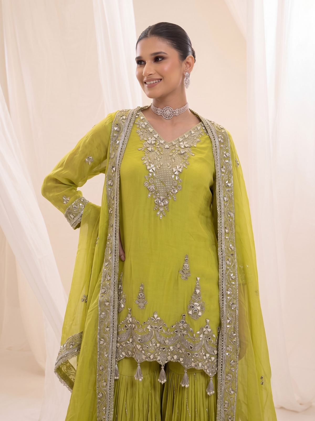 Libya | Neon Green Sharara Set