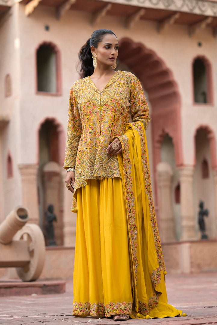 Suneri | Mustard Garara Set