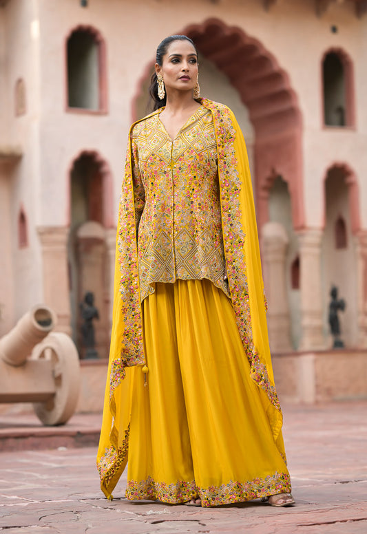 Suneri | Mustard Garara Set