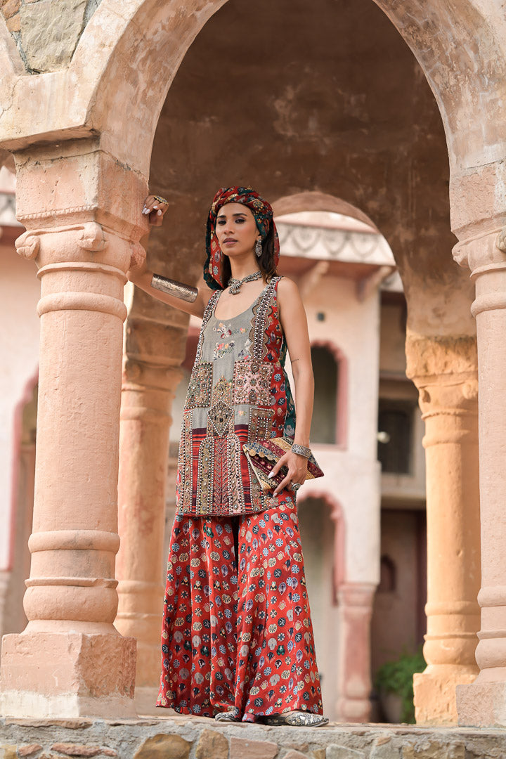 Banjara | Bohemian Printed & Embellished Sleeveless Ethnic Suit Set