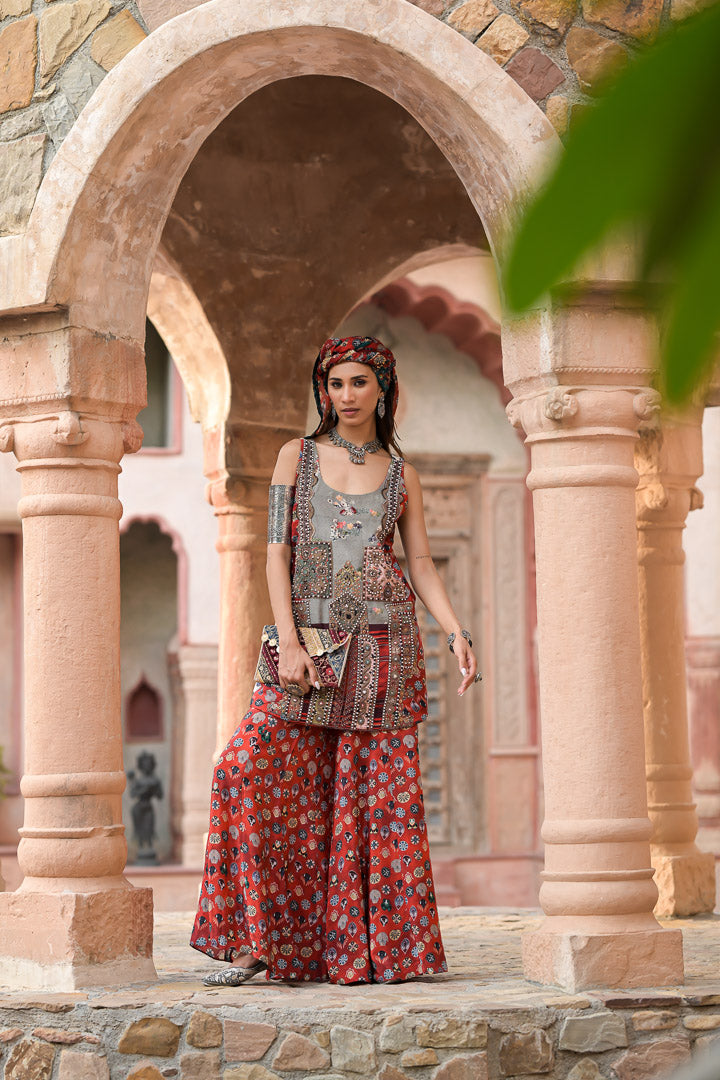 Banjara | Bohemian Printed & Embellished Sleeveless Ethnic Suit Set