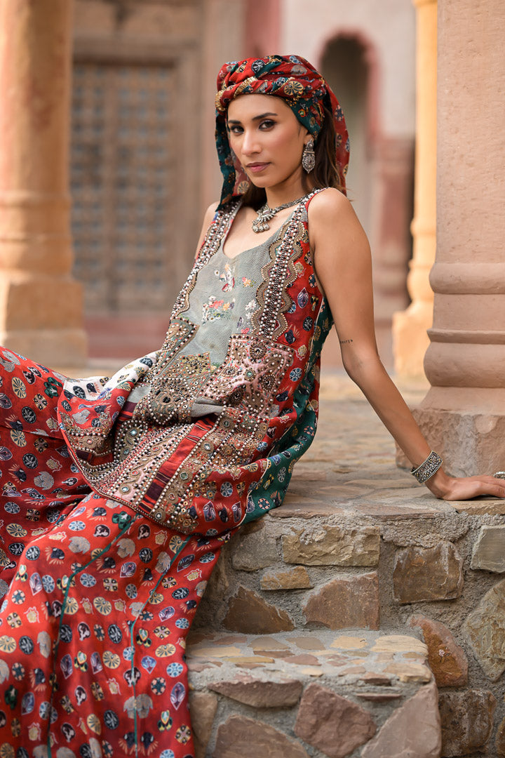 Banjara | Bohemian Printed & Embellished Sleeveless Ethnic Suit Set