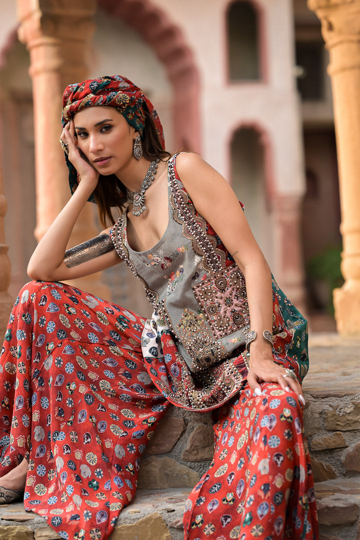 Banjara | Bohemian Printed & Embellished Sleeveless Ethnic Suit Set
