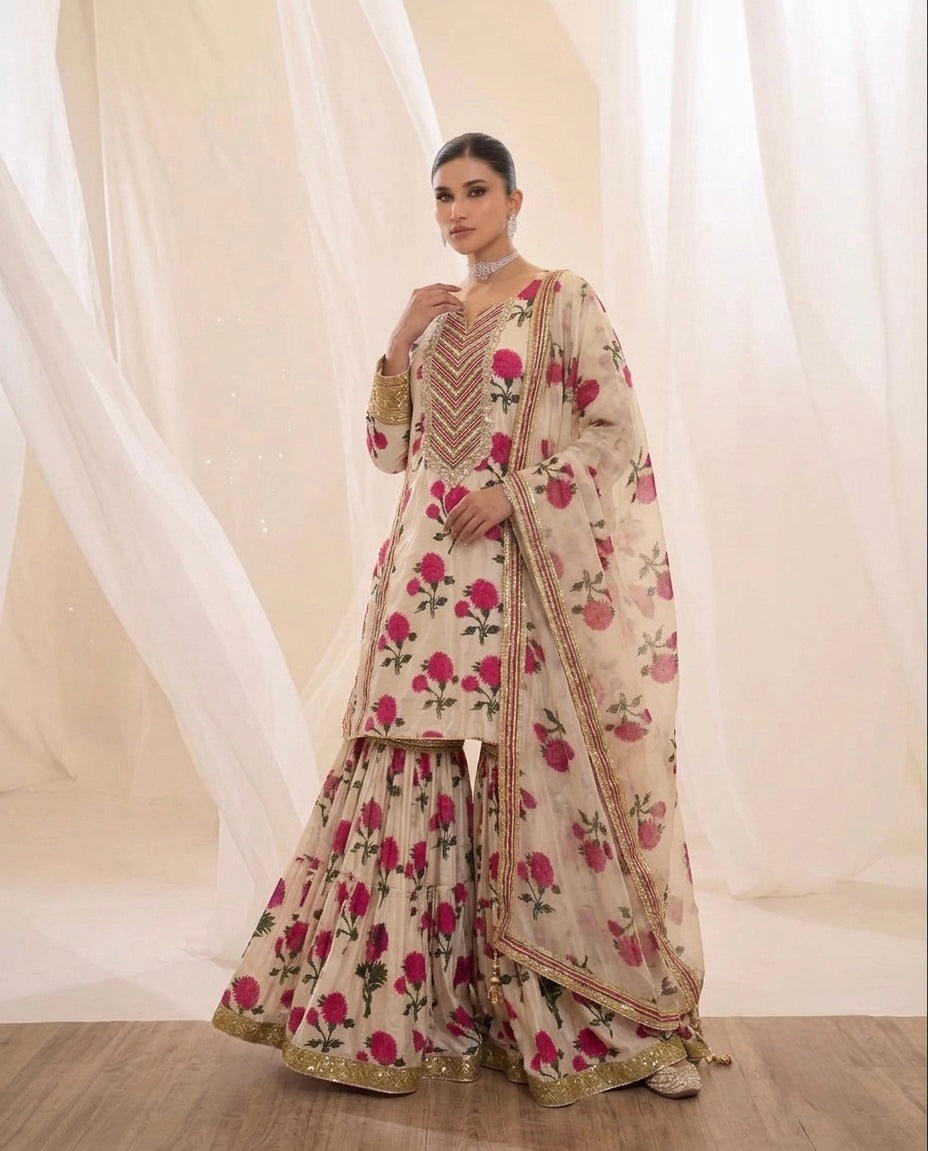Phoolbagh | 3 piece Sharara suit set