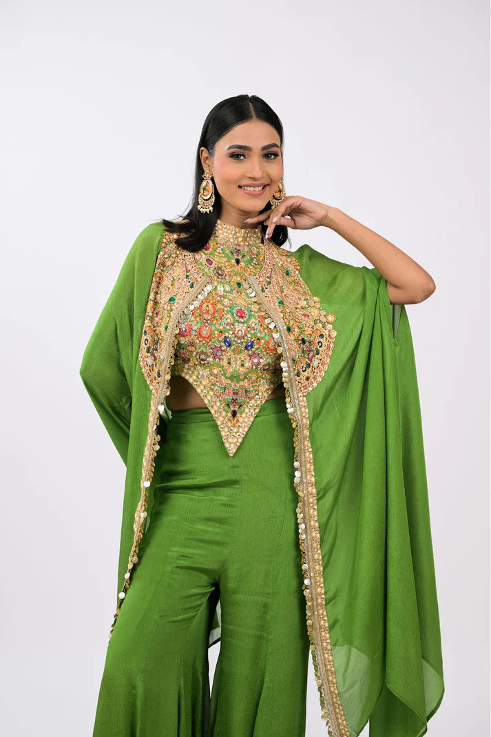 Zubair | Green Cape Coord Set