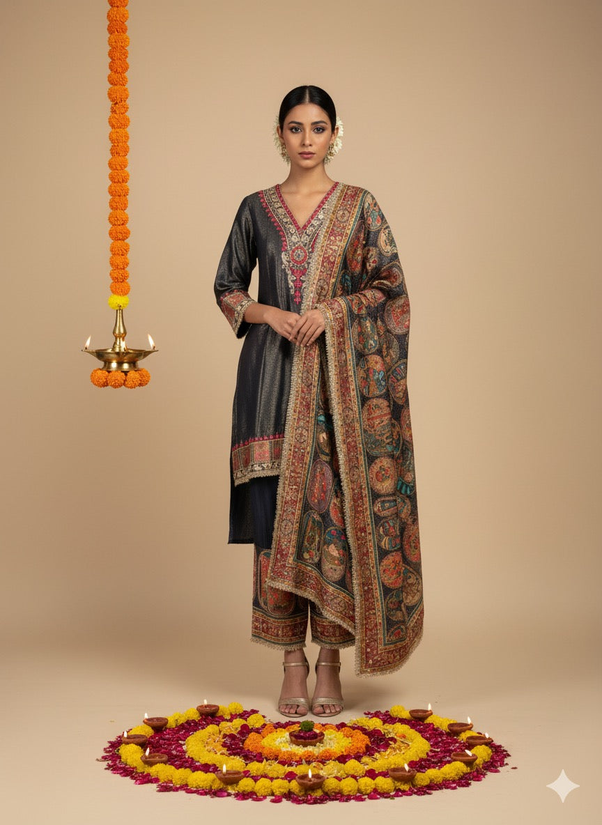 Padmavati | Luxury Festive Suit Set with Heritage-Inspired Embroidery & Dupatta