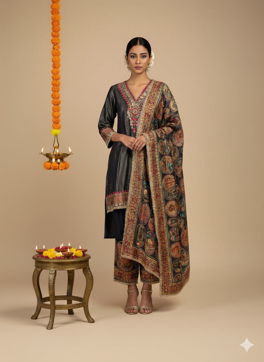 Padmavati | Luxury Festive Suit Set with Heritage-Inspired Embroidery & Dupatta
