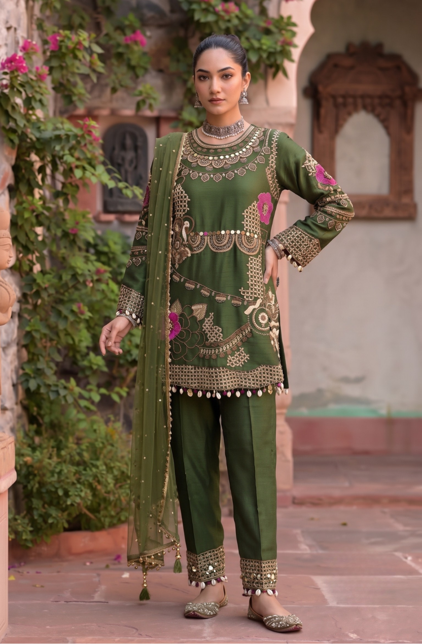 Dancing Parrot | Suit Set with Straight pants
