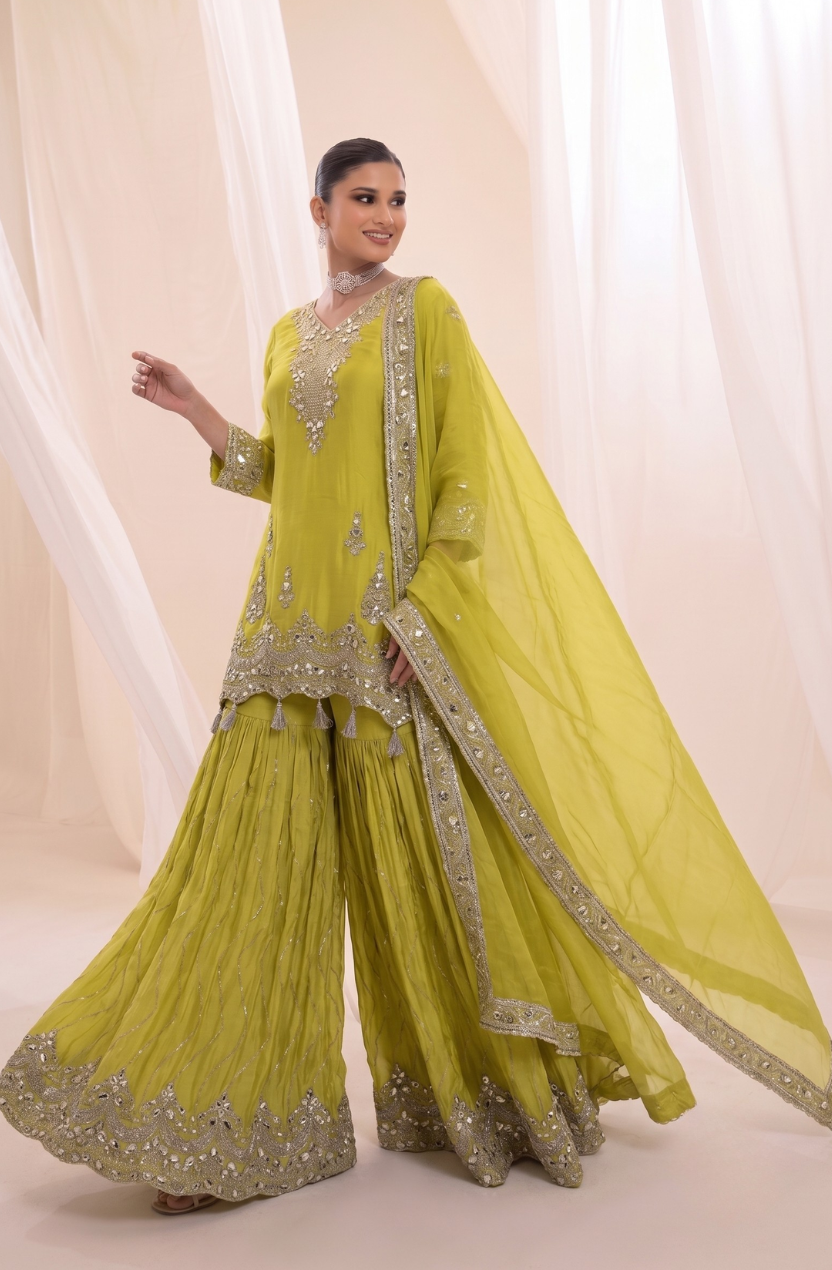 Libya | Neon Green Sharara Set