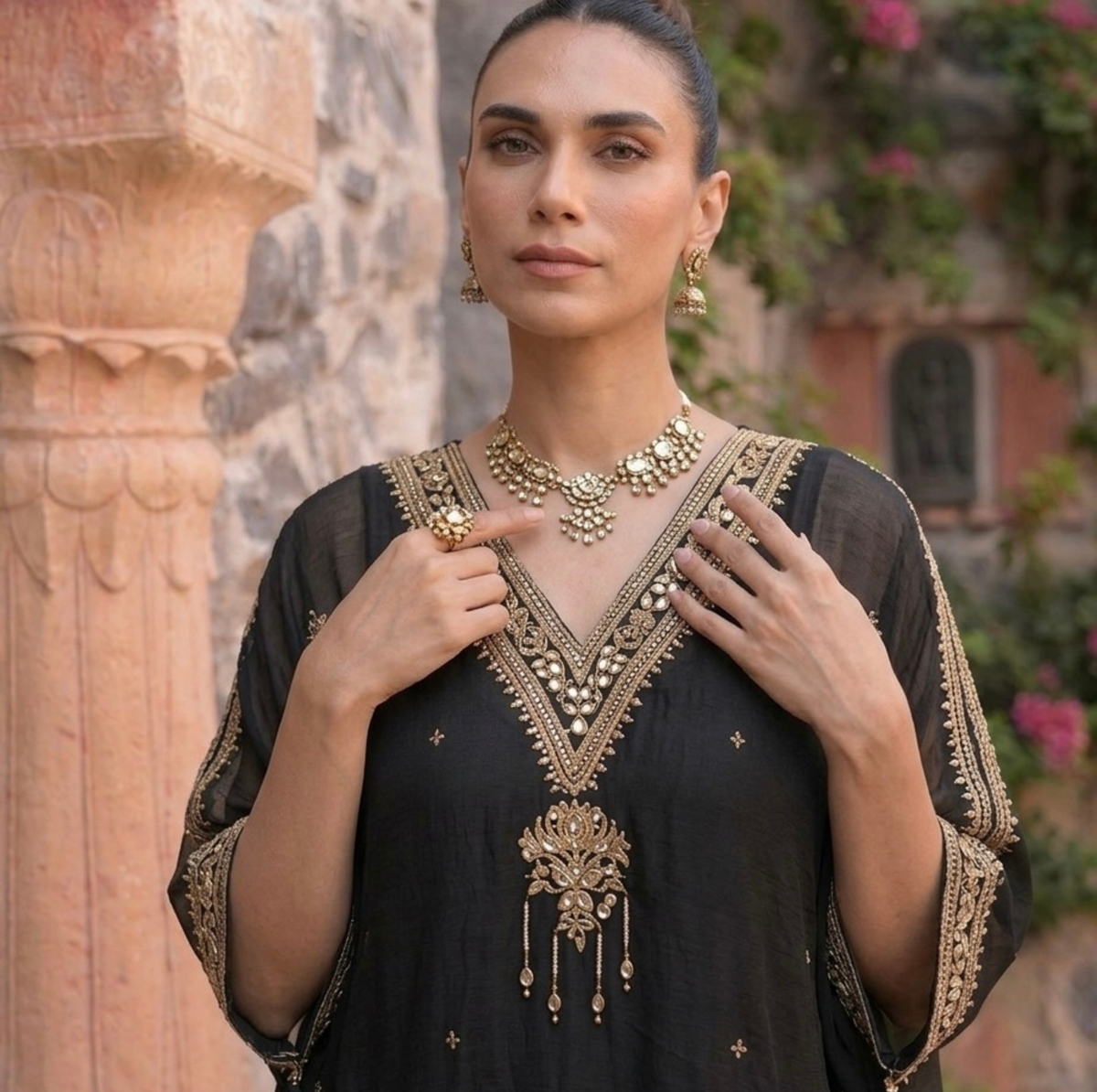 BLACK OUDH – Co-ord Set with Matching Potli