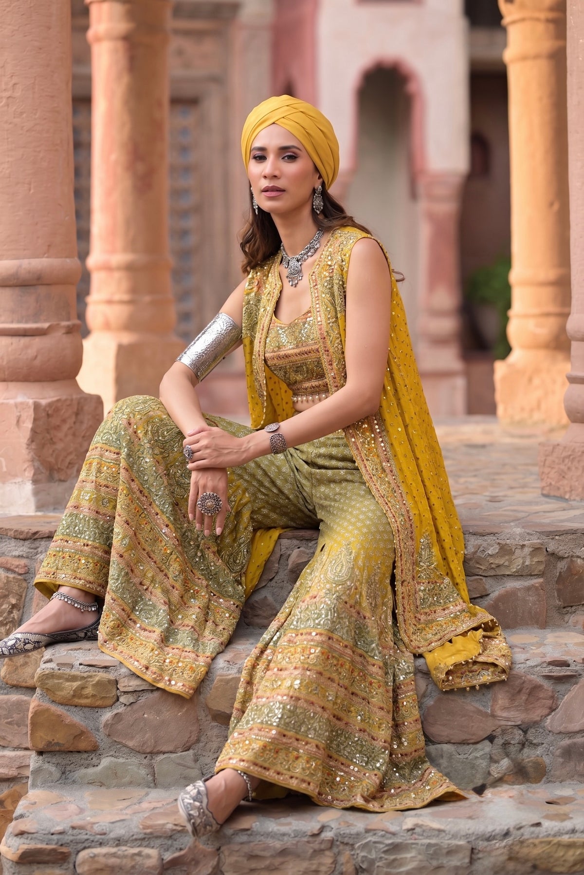 Zarmina Glow | Luxury Embroidered Crepe Sharara Set
