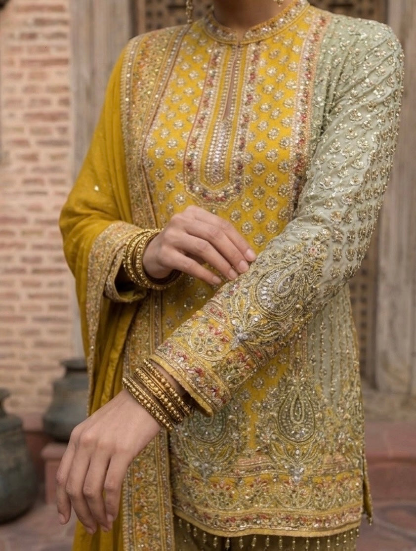 Zehra – Luxe Embroidered Crepe Sharara Set