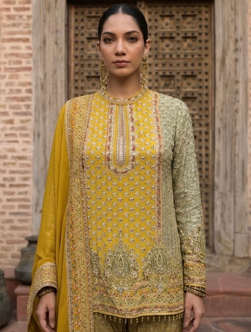 Zehra – Luxe Embroidered Crepe Sharara Set