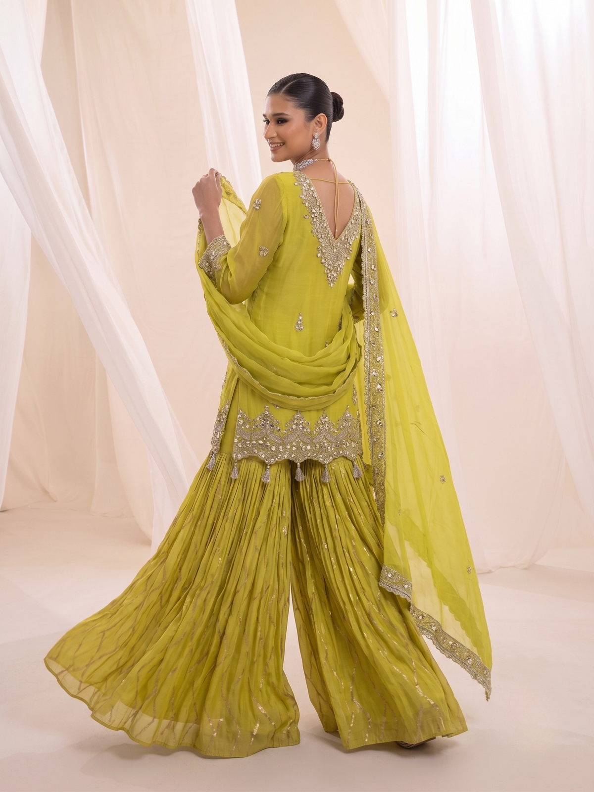 Libya | Neon Green Sharara Set