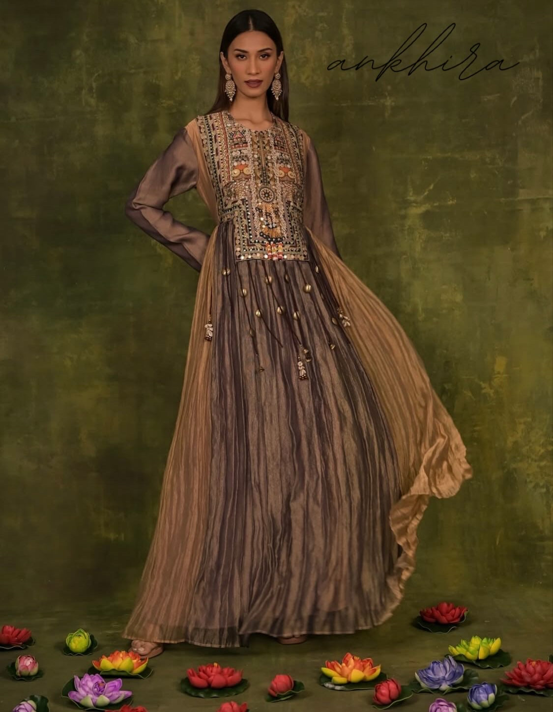 Dilkashi |  A Symphony of Earthy Glamour | Long Anarkali Gown