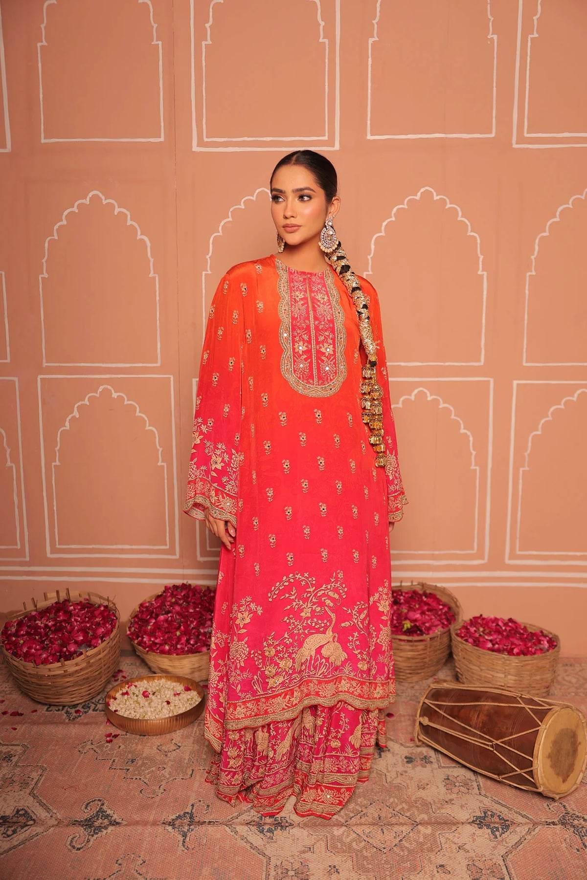 Orange forest - Anarkali with plazzo pants