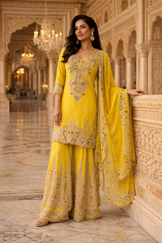 Yellow Begum |  Sharara Set with Dupatta