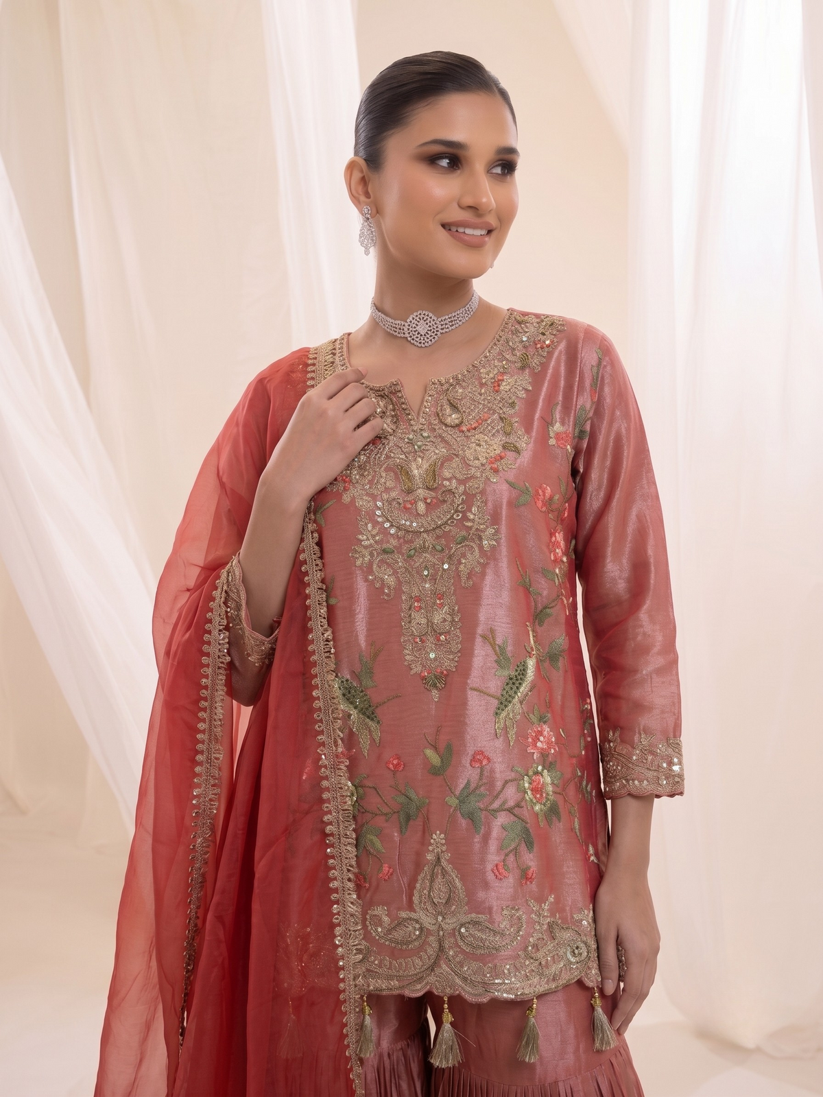 Mughal Princess Peachy Pink | Suit Set