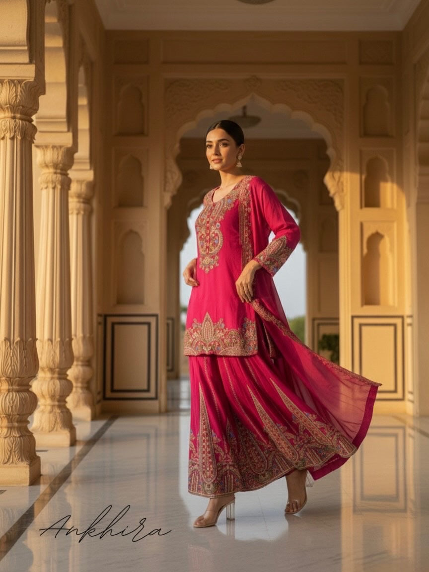 Pink Begum Sharah Suit set with Dupatta