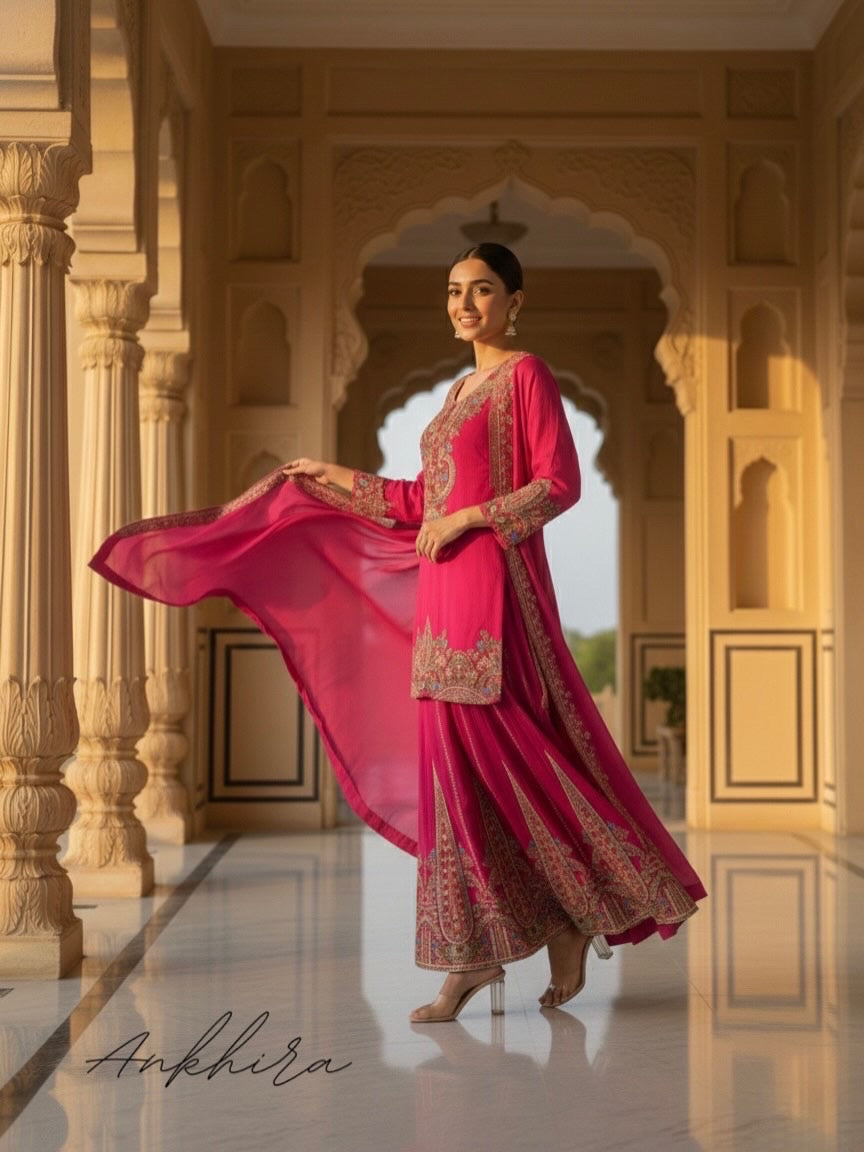 Pink Begum Sharah Suit set with Dupatta