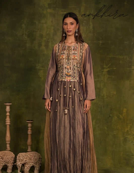 Dilkashi |  A Symphony of Earthy Glamour | Long Anarkali Gown