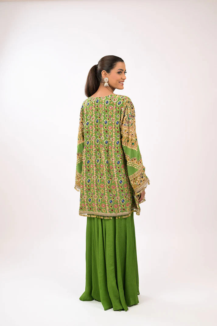 The Emerald Noor Sharara Coord Set | Verdant Luxe