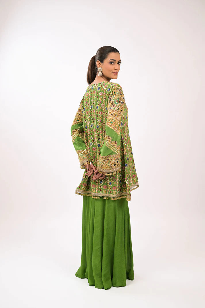 The Emerald Noor Sharara Coord Set | Verdant Luxe