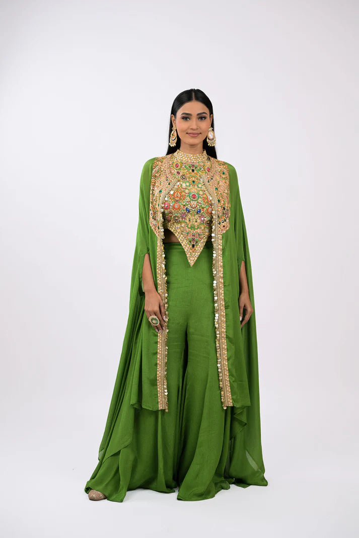 Zubair | Green Cape Coord Set