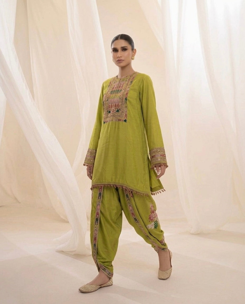 Oh my Parrot | Printed Coord Set with Dhoti Pants