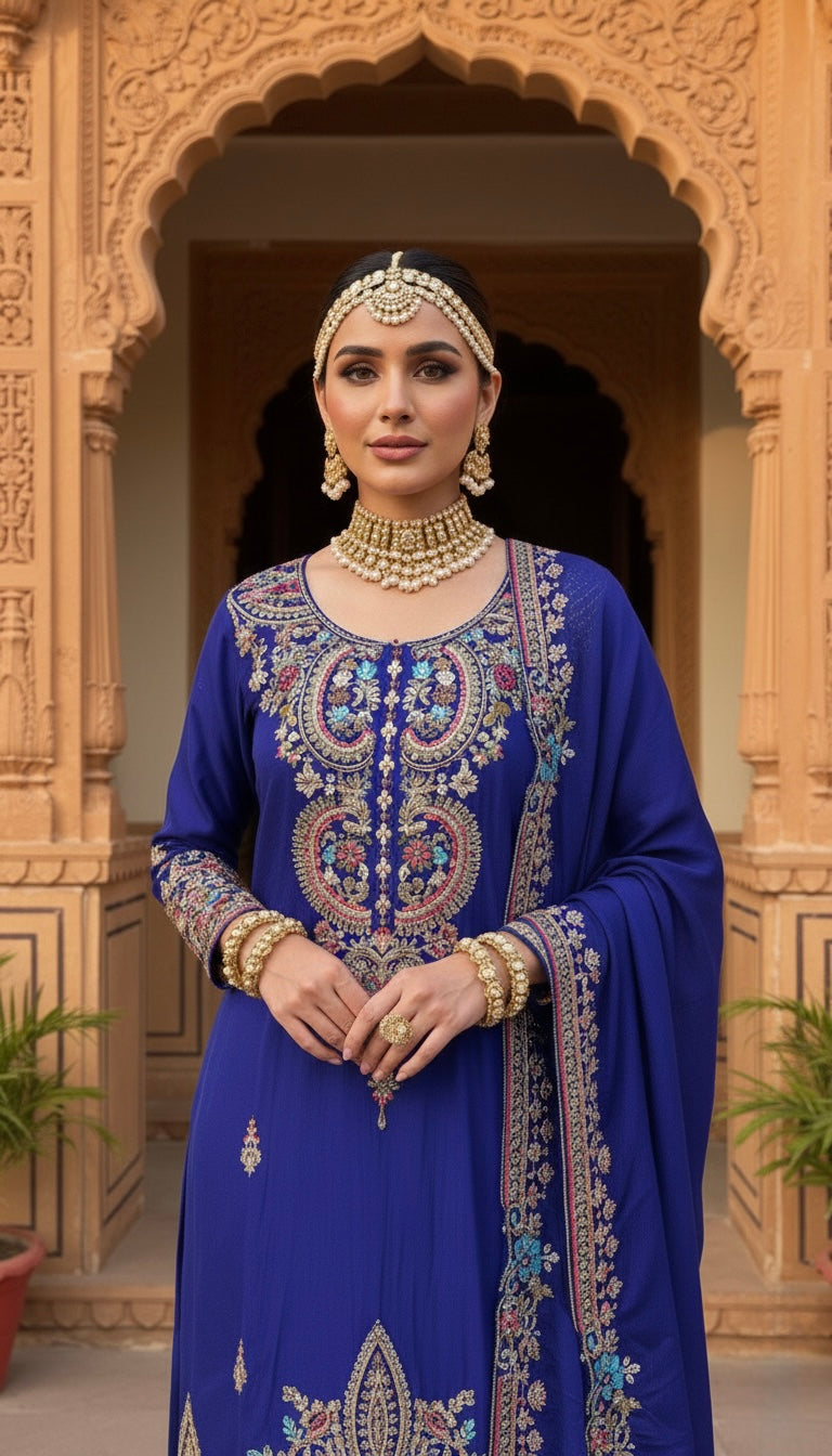 Blue Begum Sharah Set Suit with Dupatta