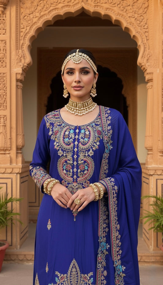 Blue Begum Sharah Set Suit with Dupatta