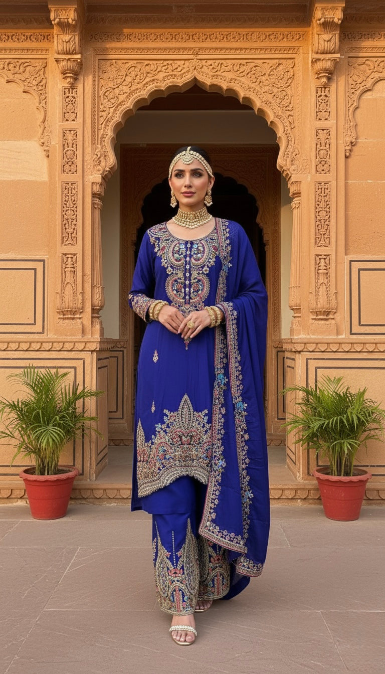Blue Begum Sharah Set Suit with Dupatta