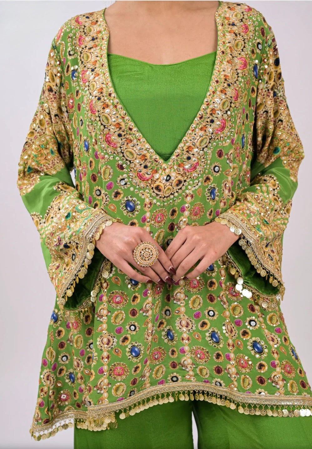 The Emerald Noor Sharara Coord Set | Verdant Luxe