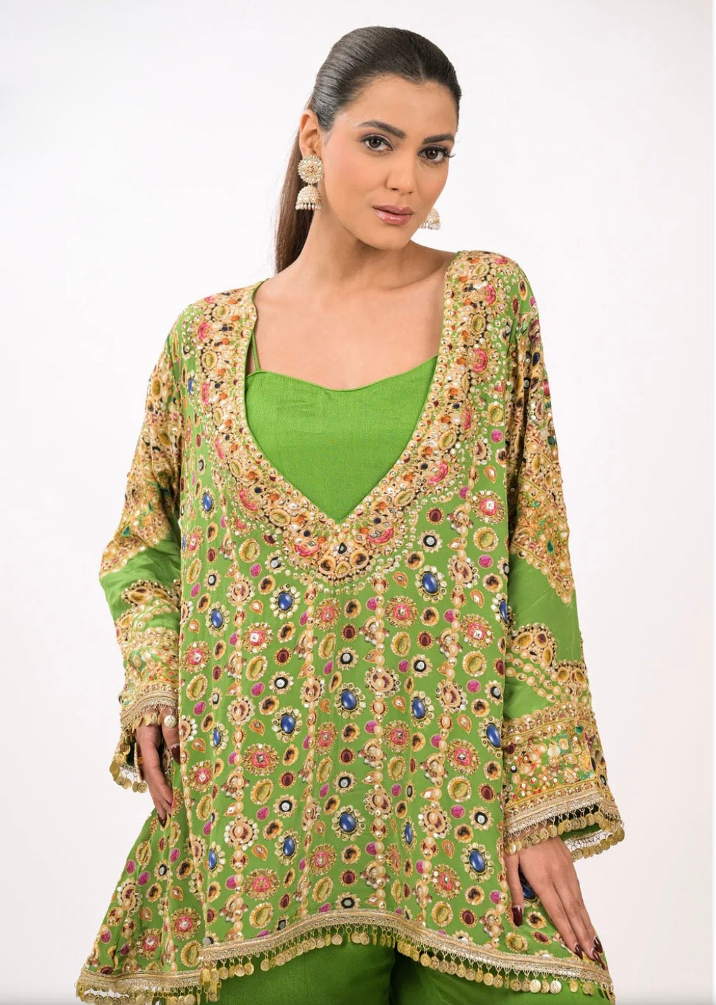 The Emerald Noor Sharara Coord Set | Verdant Luxe