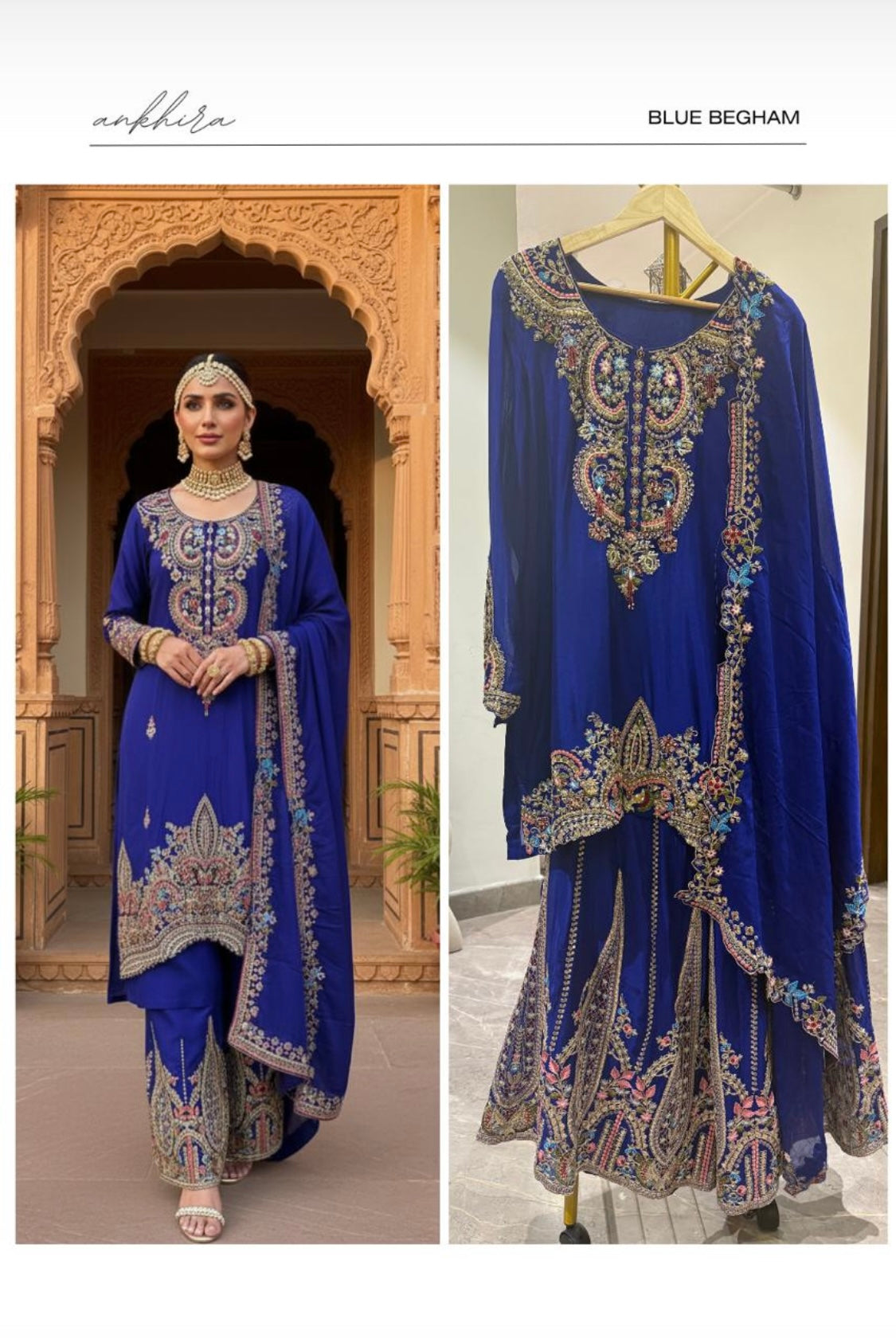 Blue Begum Sharah Set Suit with Dupatta