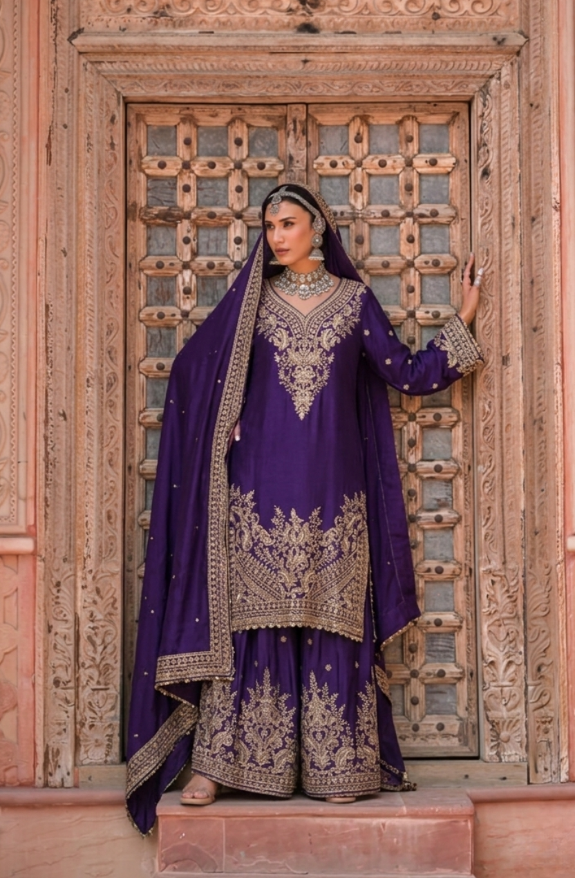 Purple Glaze | Royale Sharara Set with Dupatta