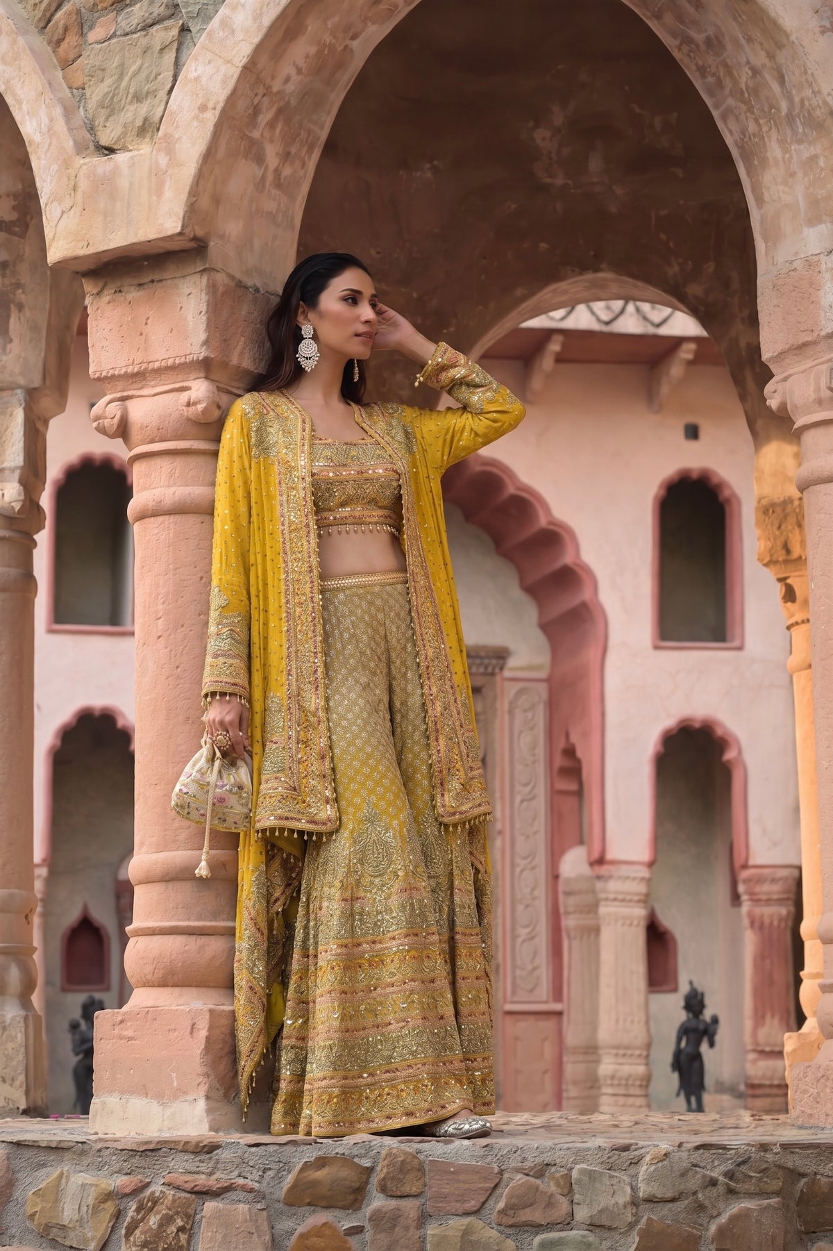Zarmina Glow | Luxury Embroidered Crepe Sharara Set