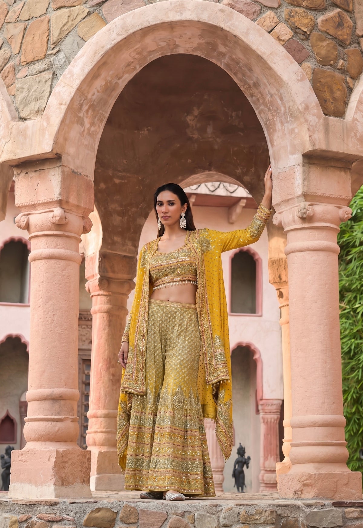 Zarmina Glow | Luxury Embroidered Crepe Sharara Set