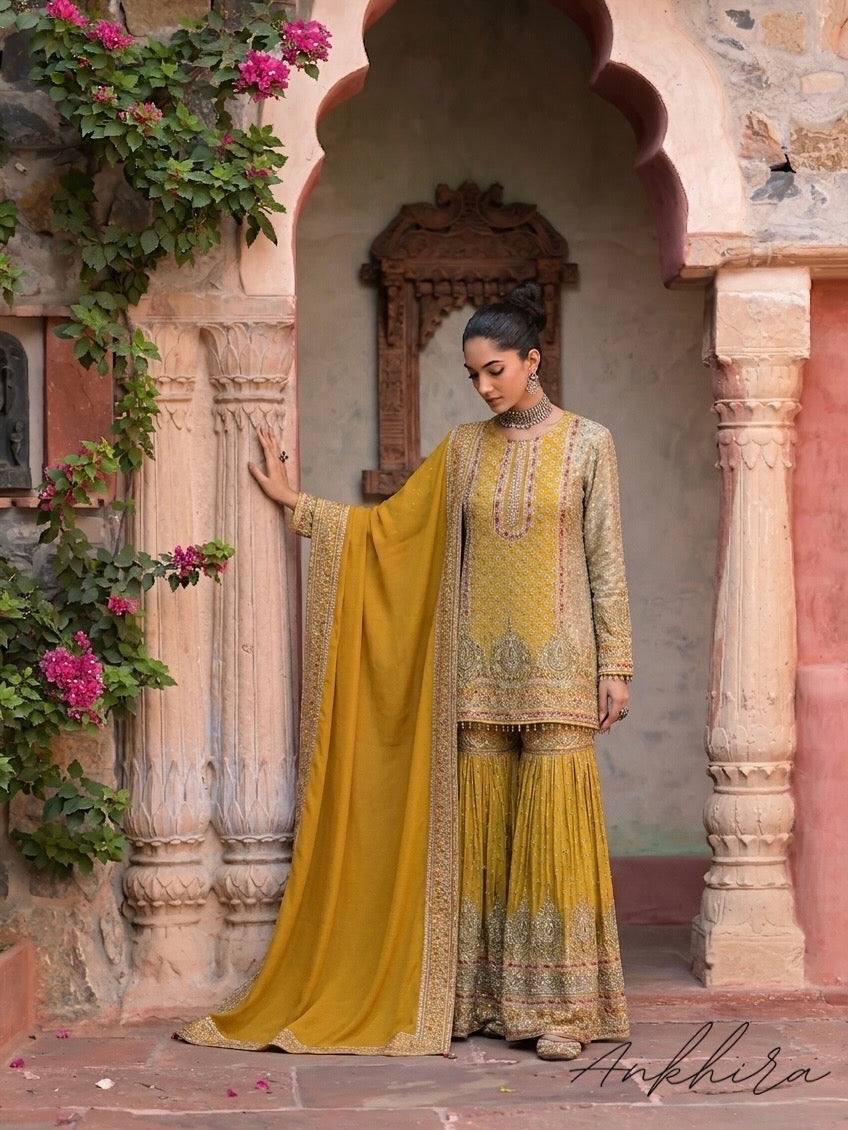 Zehra – Luxe Embroidered Crepe Sharara Set