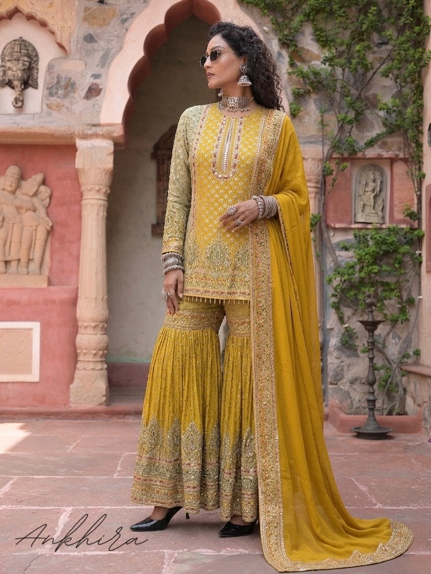 Zehra – Luxe Embroidered Crepe Sharara Set
