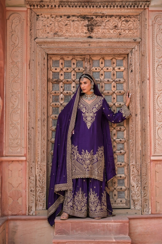 Purple Glaze | Royale Sharara Set with Dupatta