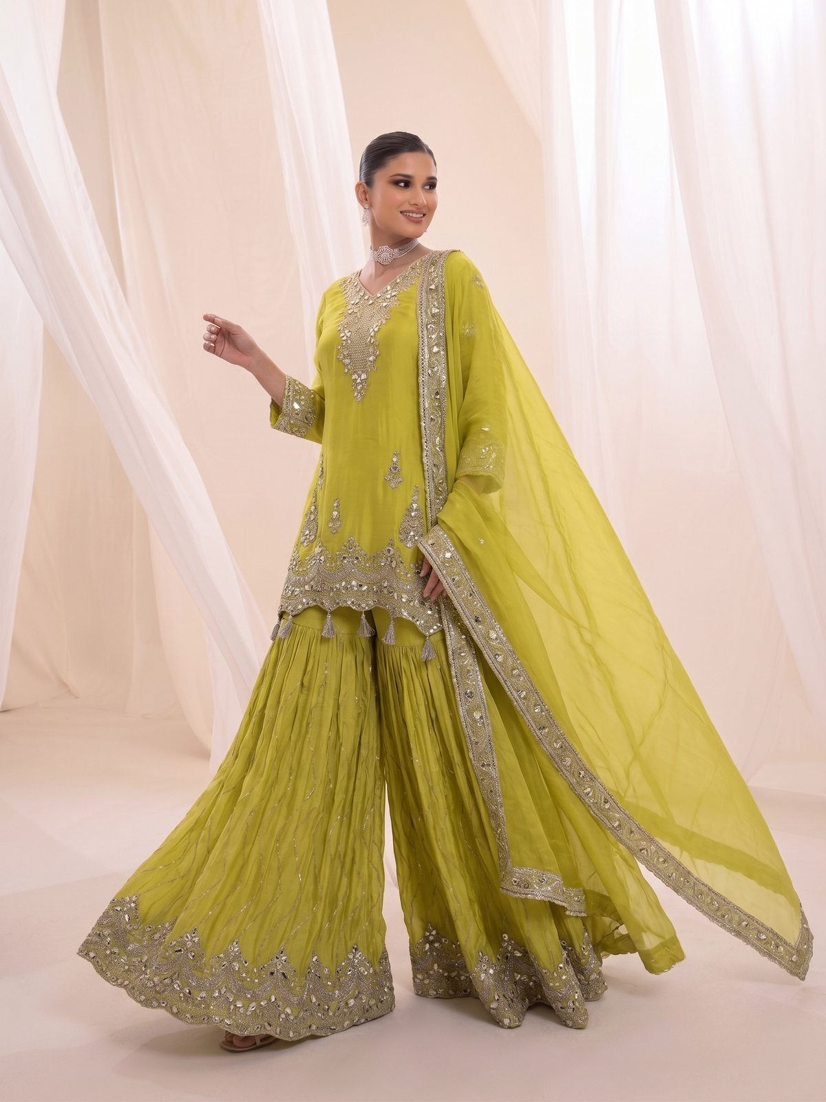 Libya | Neon Green Sharara Set