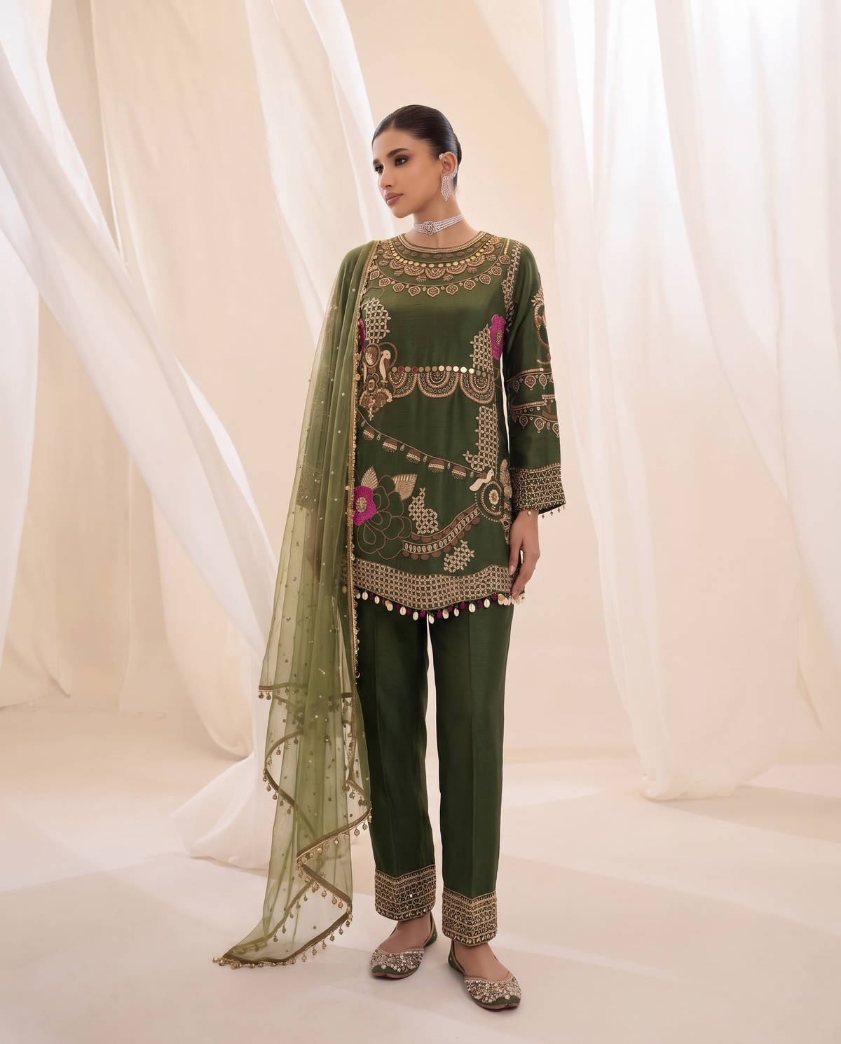 Dancing Parrot | Suit Set with Straight pants