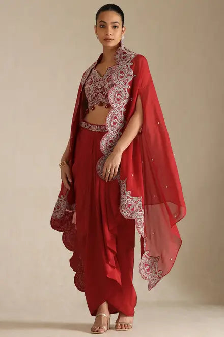 Sindoor |  Red Cape-Style Coord Set