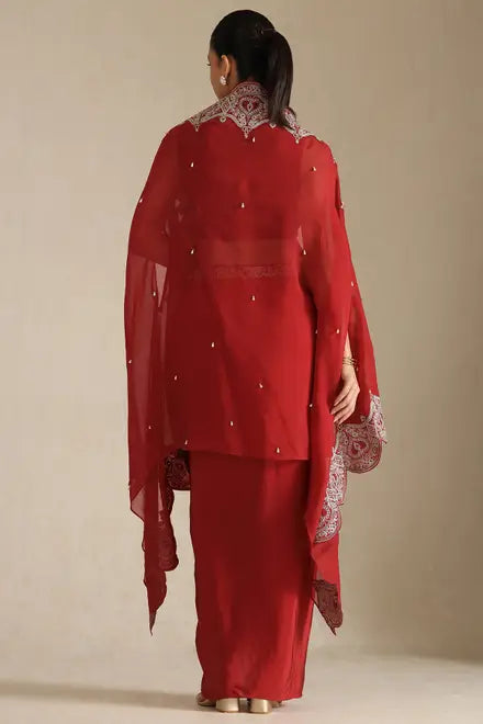 Sindoor |  Red Cape-Style Coord Set